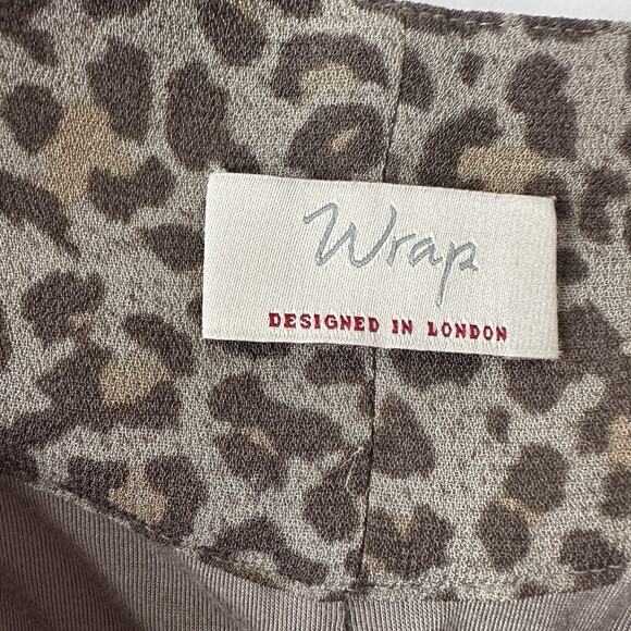 Wrap London Skirt Womens 10 Beige Animal Print Zip Layered Flowy Viscose Midi - Picture 7 of 14
